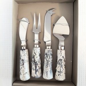 Shiraleah Aspen Cheese Serving Set of 4 Cutlery Snack Tree Bark Look Handles